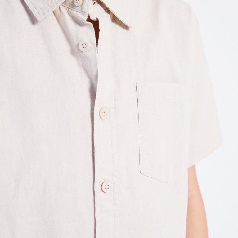 Short sleeve linen blend shirt "Tim star" Beige
